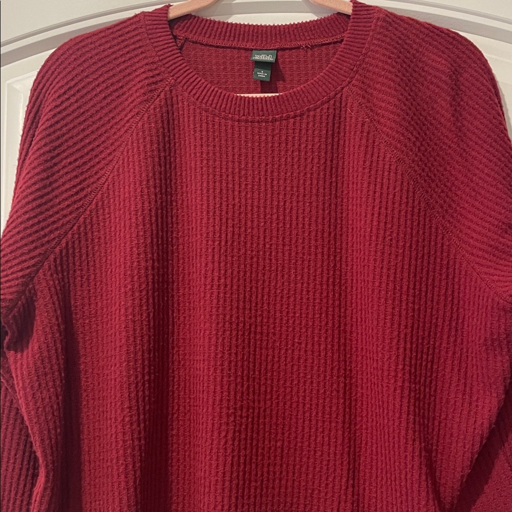 Wild Fable Burgandy‎ Waffle Ribbed Knit Top Small
